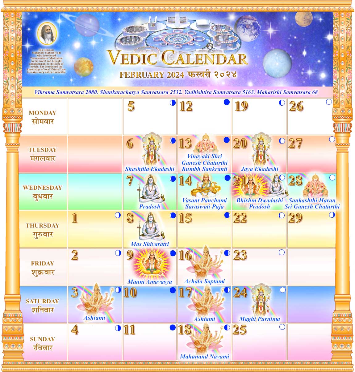 Vedic Calendar for February